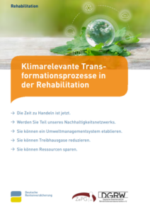 Titelseite der Broschüre zur Nachhaltigkeit in der Rehabilitation