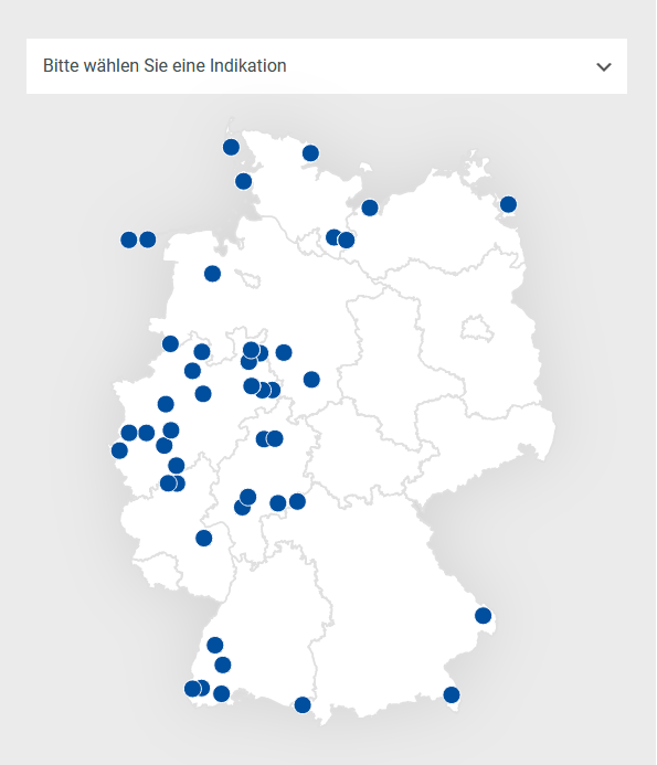 Deutschlandkarte mit blauen Ortsmarken