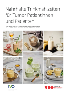 Titelseite der Broschüre "Nahrhafte Trinkmahlzeiten für Tumor Patientinnen und Patienten"